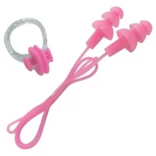 B31576 Набор для плавания беруши на шнурке и зажим для носа (розовый)